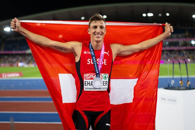BIRMINGHAM, UNITED KINGDOM - AUGUST 11:Simon Ehammer of Switzerland wins the silver medal in the Men s Long Jump during the European Athletics Championships at Alexander Stadium on August 11, 2026 in Birmingham, United Kingdom. England United Kingdom Copyright: xBEAUTIFULxSPORTS TobiasxLacknerx