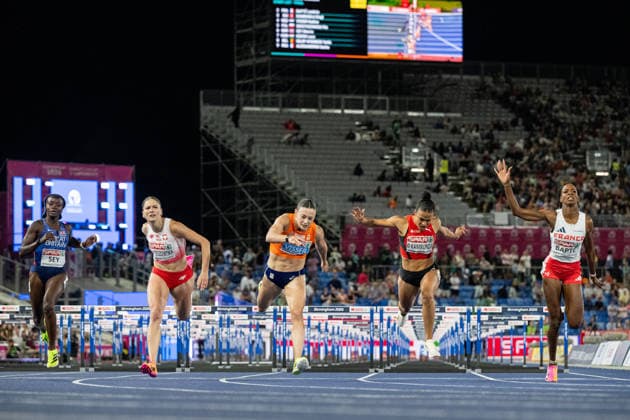 260811 Marcia Sey of Great Britain, Pia Skrzyszowska of Poland, Nadine Visser of Netherlands, Ditaji Kambundji of Schweiz and Laeticia BaptÃ of France competes in women™s 100 meter hurdles final during day 2 of the 2026 European Athletics Championships on August 11, 2026 in Birmingham. Photo: Mathias Bergeld BILDBYRAN kod MB MT1065 friidrott athletics friidrett friidrotts-em em friidretts-em 2026 european athletics championships 2 bbeng *** August 11, 2026 Marcia Sey of Great Britain, Pia Skrzyszowska of Poland, Nadine Visser of the Netherlands, Ditaji Kambundji of Switzerland, and Laeticia BaptÃ of France compete in the women’s 100-meter hurdles final on day 2 of the 2026 European Athletics Championships on August 11, 2026 in Birmingham. Photo by Mathias Bergeld. BILDBYRAN code MB MT1065. track and field athletics friidrett friidrotts em em friidretts em 2026 european athletics championships 2 bbeng  Copyright: MATHIASxBERGELD BB260811MB157