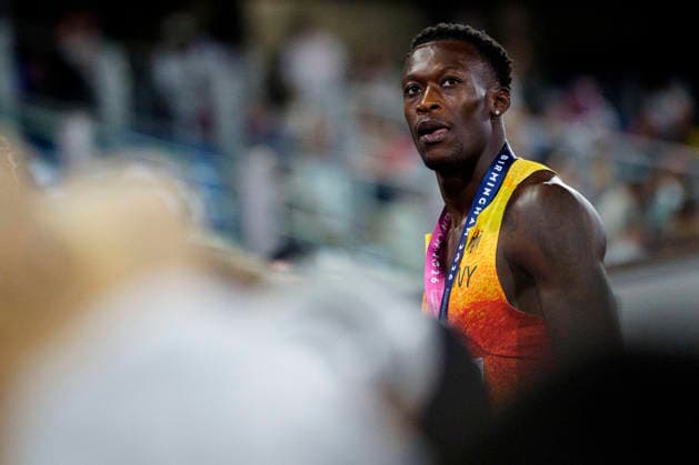 BIRMINGHAM, GREAT BRITAIN - AUGUST 11, 2026 : Owen ANSAH (GER Germany) takes bronze over 100m during the European Athletics Championships at Alexander Stadium on August 11, 2026 in Birmingham, Great Britain. Great Britain Copyright: xLeahxKohringx
