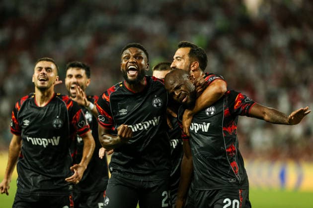 Crvena zvezda v Hapoel Beer Sheva - UEFA Champions League BELGRADE, SERBIA - AUGUST 11: Javon East of Hapoel Beer Sheva celebrates after scoring a goal during UEFA Champions League qualifying match between Crvena Zvezda and Hapoel Beer Sheva at Rajko Mitic Stadium on August 11, 2026. Filip Stevanovic Anadolu Belgrade Serbia. Editorial use only. Please get in touch for any other usage.  Copyright: x2026xAnadoluxFilipxStevanovicx