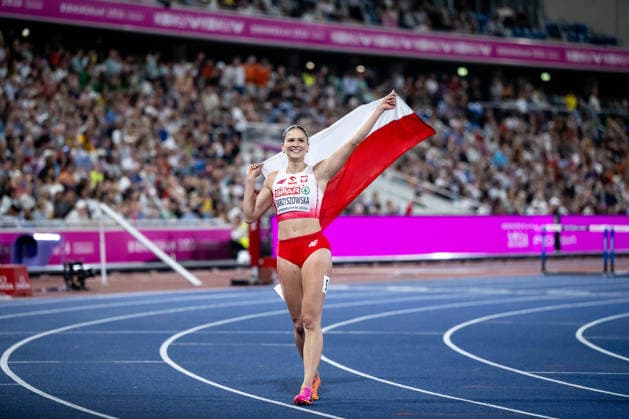11.08.2026, GBR, Leichtathletik, Europameisterschaft 2026, Abendsession Tag 2, Birmingham Pia Skrzyszowska ( Polen ) jubelt über Platz 2 und die Silber Medaille, 100 Meter Hürden Damen, Finale Birmingham Alexander Stadium England Großbritannien *** August 11, 2026, GBR, Track and Field, 2026 European Championships, Evening Session, Day 2, Birmingham: Pia Skrzyszowska of Poland celebrates her second-place finish and silver medal in the women’s 100-meter hurdles final at Alexander Stadium in Birmingham, England, United Kingdom Copyright: xNordphoto Memmlerx