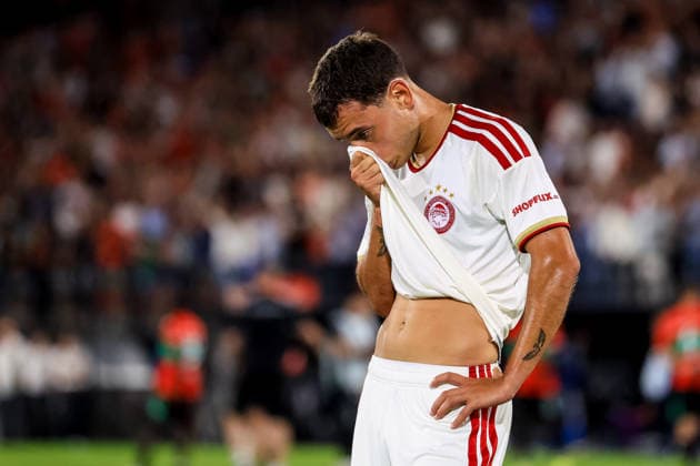 NIJMEGEN, NETHERLANDS - AUGUST 11: Santiago Hezze of Olympiacos looks dejected after the UEFA Champions League 2026 27 third qualifying round second leg match between NEC Nijmegen and Olympiacos at the Goffertstadion on August 11, 2026 in Nijmegen, Netherlands.  Copyright: xRenexNijhuis MBxMediax