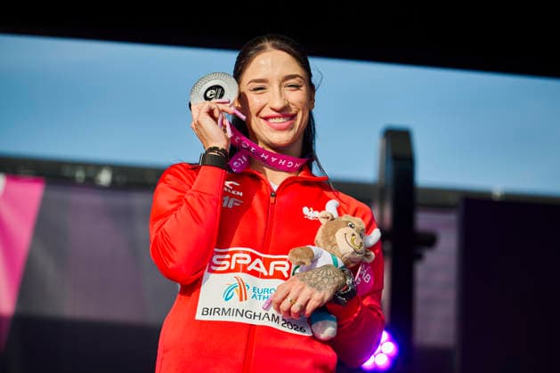 11.08.2026 BIRMINGHAM , WIELKA BRYTANIA ALEXANDER STADIUM , LEKKOATLETYCZNE MISTRZOSTWA EUROPY BIRMINGHAM 2026 (EUROPEAN ATLETICS CHAMIPONSHIPS BIRMINGHAM 2026 ) BIEG 100 CEREMONIA MEDALOWA NZ.EWA SWOBODA FOTO RADOSLAW JOZWIAK CYFRASPORT NEWSPIX.PL --- Newspix.pl POLAND OUT!  RA2_8397