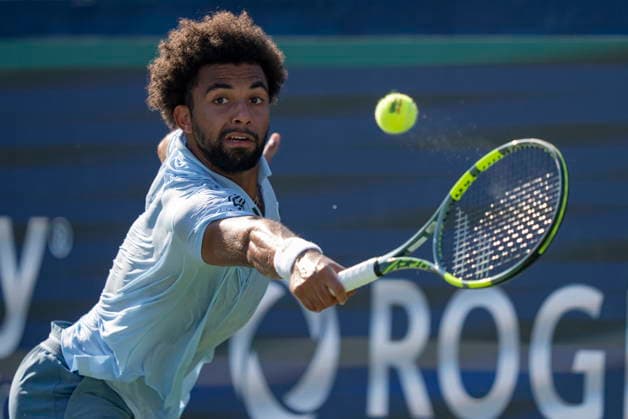 August 11, 2026, Montreal, Pq, Canada: Arthur Fils of France hits a return to Rafael Jodar of Spain during quarterfinal tennis action at the National Bank Open in Montreal on Tuesday, Aug. 11, 2026. Canada News - August 11, 2026  - ZUMAc35_ 20260811_zaf_c35_039 Copyright: xChristinnexMuschix