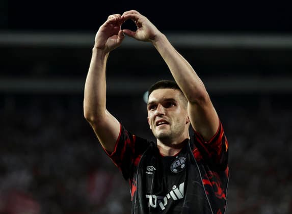 Crvena Zvezda v Hapoel Beer Sheva - UEFA Chmpions League Qualifiers Igor Zlatanovic of Hapoel Beer-Sheva celebrates after scoring a goal during the UEFA Champions League 2026 27 League Third qualifying round 2nd leg match between FK Crvena Zvezda and Hapoel Beer Sheva at Stadium Rajko Mitic on August 11, 2026 in Belgrade, Serbia. Belgrade Serbia Copyright: xSrdjanxStevanovicx x
