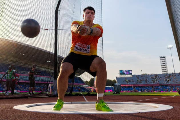 BIRMINGHAM, GREAT BRITAIN - AUGUST 11, 2026 : Merlin HUMMEL (GER Germany) competing in the hammer throw final during the European Athletics Championships at Alexander Stadium on August 11, 2026 in Birmingham, Great Britain. Great Britain Copyright: xAxelxKohringx