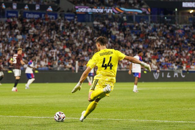Jakub Surovciik seen during UEFA Champions League third round qualifying game between teams of Olympique Lyonnais Lyon and Sparta Praha (Quentin Motiel-Font Ball Raw Images) Decines-Charpieu Groupama Stadium France Copyright: xQuentinxMontiel-Fontx QuentinLyonspart262700034