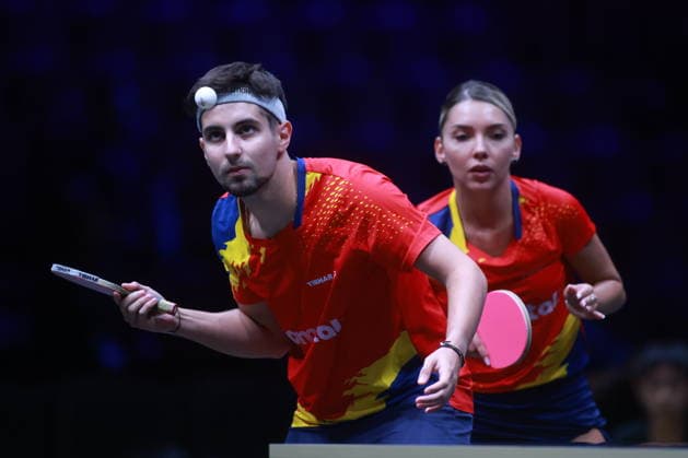 2026 WTT Europe Smash - Sweden - Main Draw - 11 August 2026 - Day 2 Bernadette Szocs and Eduard Ionescu of Romania compete against Elias Ranefur and Filippa Bergand of Sweden during the Mixed Doubles Round of 32 at the 2026 Europe Smash at the Malmo Arena in Malmo, Sweden, on August 11, 2026. Malmo Sweden  Copyright: xRemyxGrosx originalFilename:gros-europesm260811_npG3e.jpg