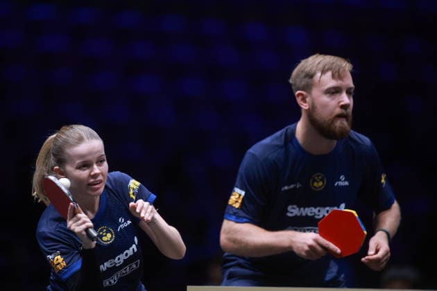 2026 WTT Europe Smash - Sweden - Main Draw - 11 August 2026 - Day 2 Elias Ranefur and Filippa Bergand of Sweden compete against Bernadette Szocs and Eduard Ionescu of Romania during the Mixed Doubles Round of 32 at the 2026 Europe Smash at the Malmo Arena in Malmo, Sweden, on August 11, 2026. Malmo Sweden  Copyright: xRemyxGrosx originalFilename:gros-europesm260811_np7xW.jpg