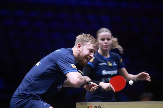2026 WTT Europe Smash - Sweden - Main Draw - 11 August 2026 - Day 2 Elias Ranefur and Filippa Bergand of Sweden compete against Bernadette Szocs and Eduard Ionescu of Romania during the Mixed Doubles Round of 32 at the 2026 Europe Smash at the Malmo Arena in Malmo, Sweden, on August 11, 2026. Malmo Sweden  Copyright: xRemyxGrosx originalFilename:gros-europesm260811_npkH6.jpg