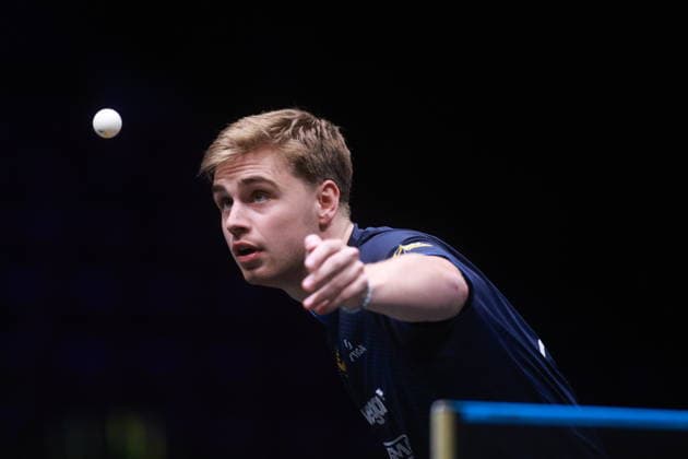 2026 WTT Europe Smash - Sweden - Main Draw - 11 August 2026 - Day 2 Truls Moregard of Sweden competes against Dimitrij Ovtcharov of Germany during the Men s Singles Round of 64 at the 2026 Europe Smash at the Malmo Arena in Malmo, Sweden, on August 11, 2026. Malmo Sweden  Copyright: xRemyxGrosx originalFilename:gros-europesm260811_nptWM.jpg
