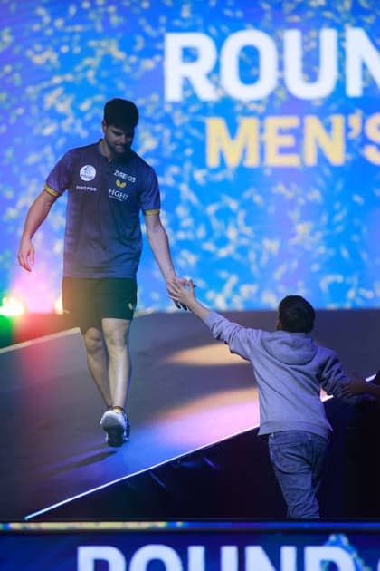 2026 WTT Europe Smash - Sweden - Main Draw - 11 August 2026 - Day 2 Dimitrij Ovtcharov of Germany competes against Truls Moregard of Sweden during the Men s Singles Round of 64 at the 2026 Europe Smash at the Malmo Arena in Malmo, Sweden, on August 11, 2026. Malmo Sweden  Copyright: xRemyxGrosx originalFilename:gros-europesm260811_np8KU.jpg
