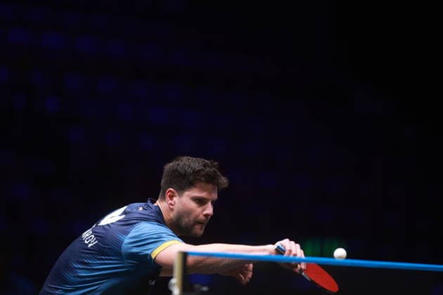 2026 WTT Europe Smash - Sweden - Main Draw - 11 August 2026 - Day 2 Dimitrij Ovtcharov of Germany competes against Truls Moregard of Sweden during the Men s Singles Round of 64 at the 2026 Europe Smash at the Malmo Arena in Malmo, Sweden, on August 11, 2026. Malmo Sweden  Copyright: xRemyxGrosx originalFilename:gros-europesm260811_np89d.jpg