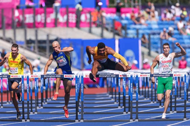 August 11, 2026, Birmingham, Birmingham, Great Britain: GREGORY MINOUE of Germany competes in the Men s 110m Hurdles during the Birmingham 2026 European Athletics Championships at Alexander Stadium on August 11, 2026 in Birmingham, GBR. Birmingham 2026 European Athletics Championships  - ZUMAk160 20260811_zip_k160_001 Copyright: xStefanosxKyriazisx