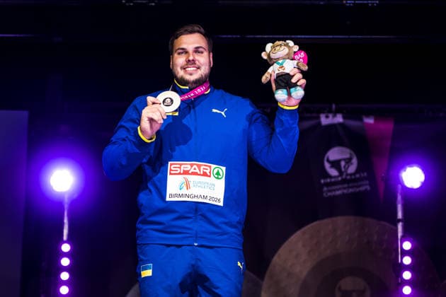 European Athletics Championships; Birmingham, 11.08.2026 BIRMINGHAM, UNITED KINGDOM - AUGUST 11: Mykhaylo Kokhan (UKR - Ukraine) with the bronze medal in the mens hammer throw on August 11, 2026 in Birmingham, United Kingdom. *** European Athletics Championships, Birmingham, August 11, 2026 BIRMINGHAM, UNITED KINGDOM AUGUST 11 Mykhaylo Kokhan (UKR, Ukraine) with the bronze medal in the men s hammer throw on August 11, 2026, in Birmingham, United Kingdom Copyright: xBEAUTIFULxSPORTS UlfxSchillerx