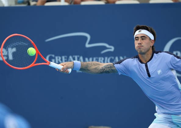 August 11, 2026, Mason, Ohio, USA: FRANCISCO COMESANA of Argentina during the match against K. Nishikori of Japan in qualification before tennis tournament ATP, Tennis Herren 1000 Cincinnati Open in Mason, USA. Mason USA - ZUMAc278 20260811_zsp_c278_033 Copyright: xMarcinxCholewinskix