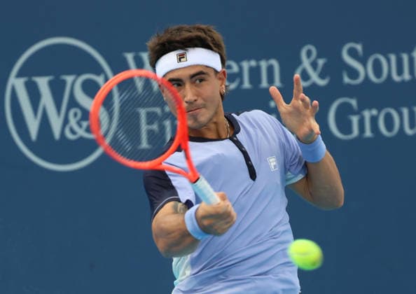 August 11, 2026, Mason, Ohio, USA: FRANCISCO COMESANA of Argentina during the match against K. Nishikori of Japan in qualification before tennis tournament ATP, Tennis Herren 1000 Cincinnati Open in Mason, USA. Mason USA - ZUMAc278 20260811_zsp_c278_034 Copyright: xMarcinxCholewinskix