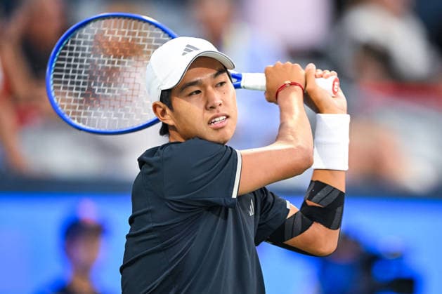 MONTREAL, QC - AUGUST 11: Look on Learner Tien (USA) during a quarterfinal match at National Bank Open on August 11, 2026 at IGA Stadium in Montreal, QC (Photo by David Kirouac Icon Sportswire) TENNIS: AUG 11 National Bank Open EDITORIAL USE ONLY Icon26081103426