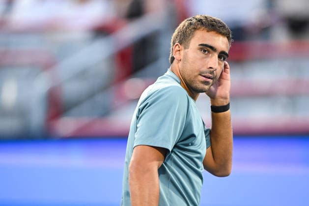 MONTREAL, QC - AUGUST 11: Look on Daniel Merida (ESP) during a quarterfinal match at National Bank Open on August 11, 2026 at IGA Stadium in Montreal, QC (Photo by David Kirouac Icon Sportswire) TENNIS: AUG 11 National Bank Open EDITORIAL USE ONLY Icon26081103526