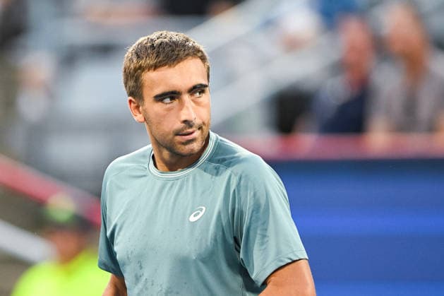MONTREAL, QC - AUGUST 11: Look on Daniel Merida (ESP) during a quarterfinal match at National Bank Open on August 11, 2026 at IGA Stadium in Montreal, QC (Photo by David Kirouac Icon Sportswire) TENNIS: AUG 11 National Bank Open EDITORIAL USE ONLY Icon26081103926
