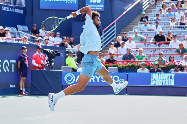 ATP, Tennis Herren Masters 1000 National Bank Open Montreal 2026 - Quarter Finals - Day 11 Arthur Fils of France plays a forehand during the Men™s quarter final match against Rafael Jodar of Spain on day 11 of the ATP Masters 1000 National Bank Open at IGA Stadium. on August 11, 2026, in Montreal, Canada. (Photo by Horacio Zamora Eyepix Group) Copyright: xHoracioxZamorax xEyepixxGroupx HZ_11082026_195545