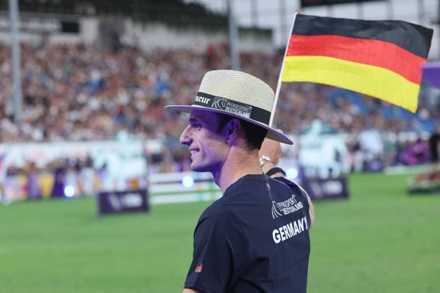 Richard Vogel (GER) beim Einzug der Athleten , Eröffnungsfeier , Opening ceremony , AACHEN - FEI World Championships 2026, Weltfest des Pferdesports, Reitsport Weltmeisterschaft 2026, Aachen 2026, Welcome Home 2026, Aachener Soers, 11. bis 23. August 2026, Reitsport, 11.08.2026, Aachen Aachener Soers Deutschland *** Richard Vogel (GER) during the athletes parade, Opening Ceremony, AACHEN FEI World Championships 2026, World Festival of Equestrian Sports, 2026 World Equestrian Games, Aachen 2026, Welcome Home 2026, Aachen Soers, August 11–23, 2026, Equestrian Sports, August 11, 2026, Aachen Soers, Germany