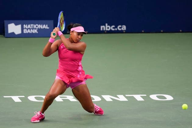 August 11, 2026, Toronto, On, CAN: Japan s Naomi Osaka hits a return to Kazakhstan s Elena Rybakina during National Bank Open tennis action in Toronto on Tuesday, August 11, 2026. Canada News - August 11, 2026  - ZUMAc35_ 20260811_zaf_c35_096 Copyright: xChrisxYoungx