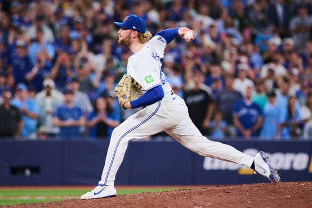 August 11, 2026, Toronto, On, Canada: Toronto Blue Jays Spencer Miles (62) throws the final pitch of the game to get the save against the Boston Red Sox during ninth inning MLB, Baseball Herren, USA baseball action in Toronto, on Tuesday, Aug. 11, 2026. Canada News - August 11, 2026  - ZUMAc35_ 20260811_zaf_c35_142 Copyright: xSammyxKoganx