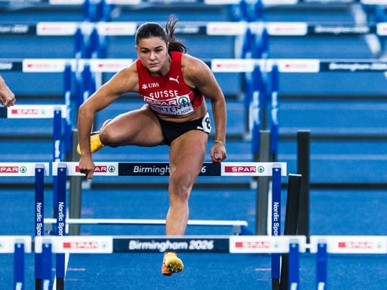 European Athletics Championships; Birmingham, 11.08.2026 BIRMINGHAM, UNITED KINGDOM - AUGUST 11: Larissa Bertenyi (Switzerland) compete in the semi final of the womens 100 m hurdles on August 11, 2026 in Birmingham, United Kingdom. *** European Athletics Championships, Birmingham, August 11, 2026 BIRMINGHAM, UNITED KINGDOM AUGUST 11 Larissa Bertenyi of Switzerland competed in the semifinals of the women s 100-meter hurdles on August 11, 2026, in Birmingham, United Kingdom Copyright: xBEAUTIFULxSPORTS UlfxSchillerx