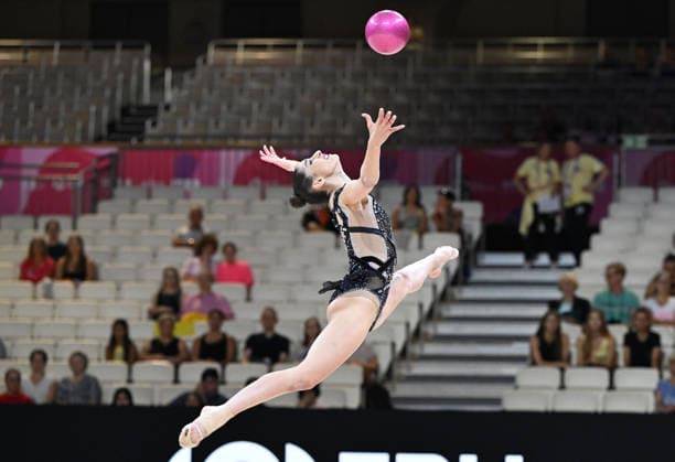 12.08.2026, xhbx, Rhythmische Sportgymnastik Weltmeisterschaft 2026, v.l. Eva Brezalieva (Bulgarien) (DFL DFB REGULATIONS PROHIBIT ANY USE OF PHOTOGRAPHS as IMAGE SEQUENCES and or QUASI-VIDEO) Frankfurt am Main *** August 12, 2026, xhbx, 2026 Rhythmic Gymnastics World Championships, from left: Eva Brezalieva, Bulgaria, DFL, DFB. REGULATIONS PROHIBIT ANY USE OF PHOTOGRAPHS AS IMAGE SEQUENCES AND OR QUASI-VIDEO. Frankfurt am Main