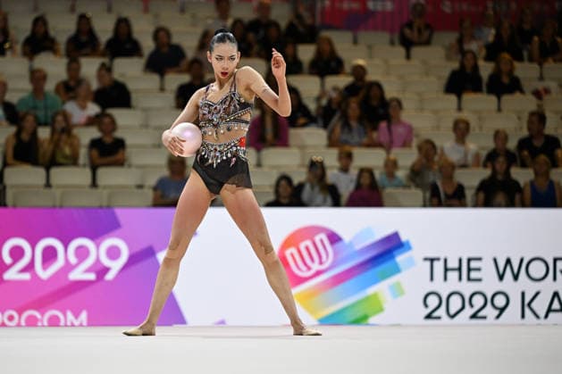 IPA87412106 - WANG Qi (CHN) performs the ball routine during the 42nd Rhythmic gymnastics, Rhythmische Sportgymnastik, RSG World Championships in Frankfurt am Main, Germany, on August 12, 2026  Copyright: xFilippoxTomasi IPAxSportx xx 87412106