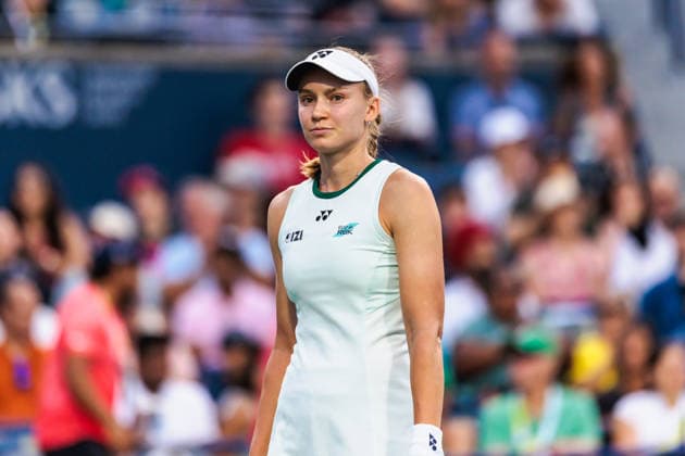 TORONTO, ON - AUGUST 11: Elena Rybakina (KAZ) is seen during a women s singles quarter-final match at the WTA, Tennis Damen 1000 National Bank Open on August 11, 2026 at Sobeys Stadium in Toronto, ON (Photo by Mathew Tsang Icon Sportswire) TENNIS: AUG 11 National Bank Open EDITORIAL USE ONLY Icon260811036