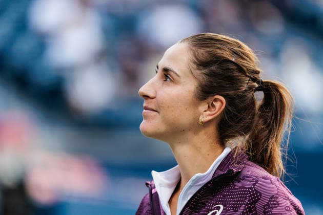 TORONTO, ON - AUGUST 11: Belinda Bencic (SUI) is seen at the WTA, Tennis Damen 1000 National Bank Open on August 11, 2026 at Sobeys Stadium in Toronto, ON (Photo by Mathew Tsang Icon Sportswire) TENNIS: AUG 11 National Bank Open EDITORIAL USE ONLY Icon260811016