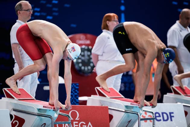 260812 Elias Klev of Norway and Ludvig Bartolek of Sweden in men™s 100 meters butterfly swimming heats during day 13 of the 2026 European Aquatics Championships on August 12, 2026 in Saint-Denis. Photo: Joel Marklund BILDBYRAN kod JM JM0840 bbeng simning swimming svomming 2026 european aquatics championships em Sverige *** August 12, 2026: Elias Klev of Norway and Ludvig Bartolek of Sweden in the men’s 100-meter butterfly swimming heats during Day 13 of the 2026 European Aquatics Championships on August 12, 2026 in Saint Denis. Photo by Joel Marklund. BILDBYRAN code JM JM0840 bbeng swimming 2026 European Aquatics Championships EM Sweden  Copyright: JOELxMARKLUND BB260812JM015