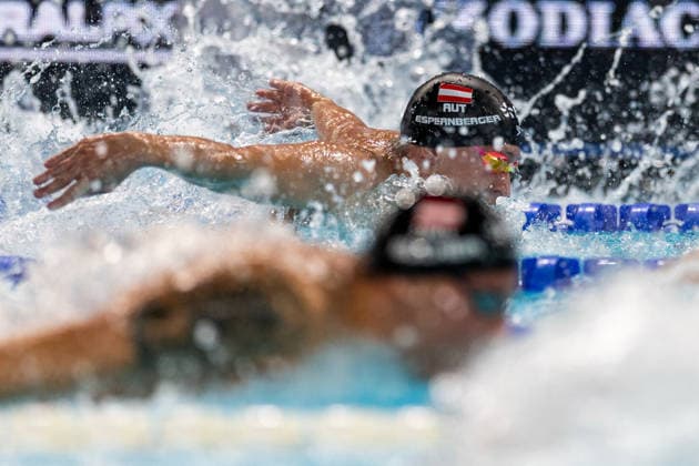 SWIMMING - EAC 2026 PARIS,FRANCE,12.AUG.26 - SWIMMING - European Aquatics Championships Paris 2026, 100m butterfly, men. Image shows Martin Espernberger (AUT).  GEPAxpictures xPhilippxBrem