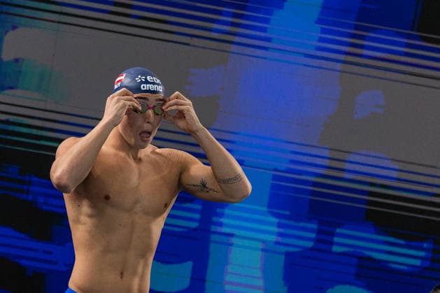 SWIMMING - EAC 2026 PARIS,FRANCE,12.AUG.26 - SWIMMING - European Aquatics Championships Paris 2026, 100m butterfly, men. Image shows Lukas Edl (AUT).  GEPAxpictures xPhilippxBrem
