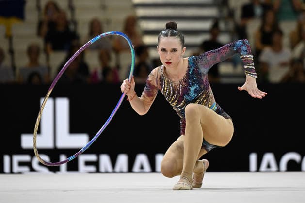 IPA87413236 - IKROMOVA Takhmina (UZB) performing with the hoop during the 42nd Rhythmic gymnastics, Rhythmische Sportgymnastik, RSG World Championships in Frankfurt am Main, Germany, on August 12, 2026  Copyright: xFilippoxTomasi IPAxSportx xx 87413236