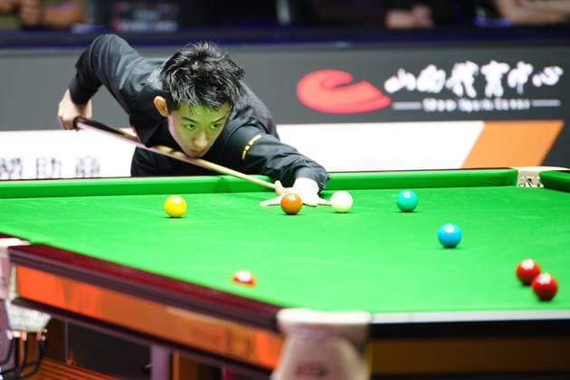 TAIYUAN, CHINA - AUGUST 12: Wu Yize of China plays a shot in the second round match against David Gilbert of England on day 5 of the 2026 World Snooker Tour China Open at Taiyuan Binhe Sports Center on August 12, 2026 in Taiyuan, Shanxi Province of China.  Copyright: xTaixChengzhex 111659519140