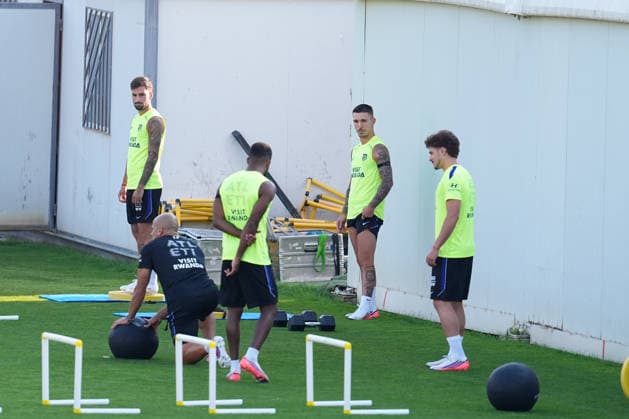 August 12, 2026, Majadahonda, Madrid, Spain: Alex Baena and Alejandro Grimaldo during the training day of Atletico de Madrid at Ciudad Deportiva Wanda Atletico de Madrid on August 12, 2026, in Majadahonda, Madrid, Spain. Training Day Of Atletico De Madrid  - ZUMAa181 20260812_zaa_a181_042 Copyright: xDennisxAgyemanx