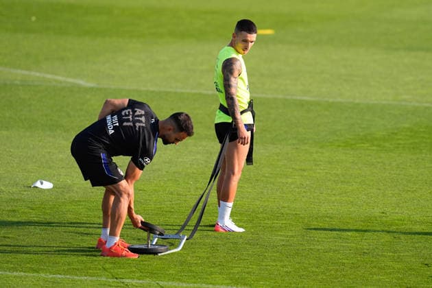August 12, 2026, Majadahonda, Madrid, Spain: Alejandro Grimaldo during the training day of Atletico de Madrid at Ciudad Deportiva Wanda Atletico de Madrid on August 12, 2026, in Majadahonda, Madrid, Spain. Training Day Of Atletico De Madrid  - ZUMAa181 20260812_zaa_a181_043 Copyright: xDennisxAgyemanx