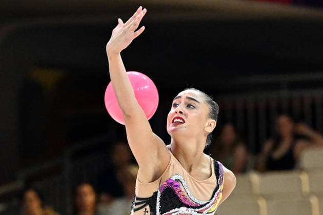 12.08.2026, xhbx, Rhythmische Sportgymnastik Weltmeisterschaft 2026, v.l. Daniela Pico (Spanien) Ballübung (DFL DFB REGULATIONS PROHIBIT ANY USE OF PHOTOGRAPHS as IMAGE SEQUENCES and or QUASI-VIDEO) Frankfurt am Main *** August 12, 2026, xhbx, 2026 Rhythmic Gymnastics World Championships, from left: Daniela Pico (Spain), ball routine. DFL and DFB regulations prohibit any use of photographs as image sequences and or quasi-video. Frankfurt am Main