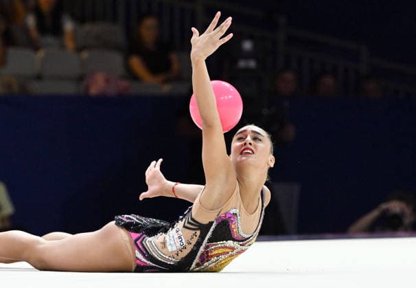 12.08.2026, xhbx, Rhythmische Sportgymnastik Weltmeisterschaft 2026, v.l. Daniela Pico (Spanien) Ballübung (DFL DFB REGULATIONS PROHIBIT ANY USE OF PHOTOGRAPHS as IMAGE SEQUENCES and or QUASI-VIDEO) Frankfurt am Main *** August 12, 2026, xhbx, 2026 Rhythmic Gymnastics World Championships, from left: Daniela Pico (Spain), ball routine. DFL and DFB regulations prohibit any use of photographs as image sequences and or quasi-video. Frankfurt am Main