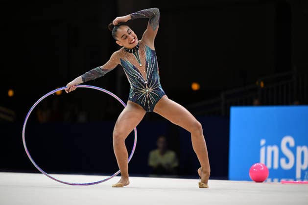 IPA87414609 - Daniela Pico (ESP) performing her hoop routine during the 42nd Rhythmic gymnastics, Rhythmische Sportgymnastik, RSG World Championships in Frankfurt am Main, Germany, on August 12, 2026  Copyright: xFilippoxTomasi IPAxSportx xx 87414609