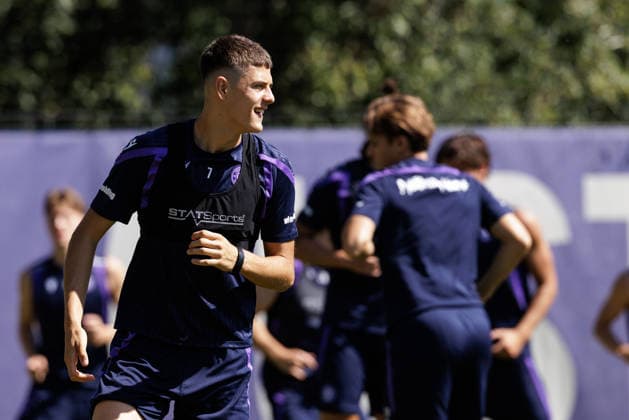 SOCCER - UEFA ECL, A.Wien vs Beita VIENNA,AUSTRIA,12.AUG.26 - SOCCER - UEFA Conference League, qualification, FK Austria Wien vs Beitar Jerusalem, preview, training A.Wien. Image shows Vasilije Markovic (A.Wien).  GEPAxpictures xArminxRauthner