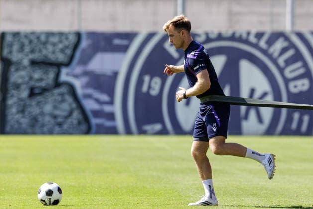 SOCCER - UEFA ECL, A.Wien vs Beita VIENNA,AUSTRIA,12.AUG.26 - SOCCER - UEFA Conference League, qualification, FK Austria Wien vs Beitar Jerusalem, preview, training A.Wien. Image shows Johannes Eggestein (A.Wien).  GEPAxpictures xArminxRauthner