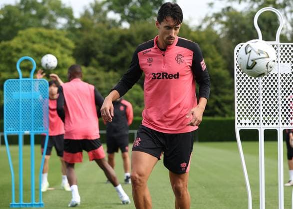 Bojan Miovski training ahead of tomorrow s Europa League qualifying match against Jagiellonia Bialystok. Rangers Training - The Rangers Training Centre, Glasgow, Lanarkshire, Scotland, UK - 12 Aug 2026Glasgow The Rangers Training Centre Lanarkshire United Kingdom  Copyright: xO Rourke RangersxFC Shutterstockx 17066919s