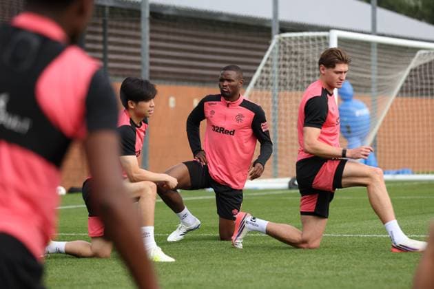 Olwethu Makhanya, Daisuke Yokota and Ryan Naderi training ahead of tomorrow s Europa League qualifying match against Jagiellonia Bialystok. Rangers Training - The Rangers Training Centre, Glasgow, Lanarkshire, Scotland, UK - 12 Aug 2026Glasgow The Rangers Training Centre Lanarkshire United Kingdom  Copyright: xO Rourke RangersxFC Shutterstockx 17066919am