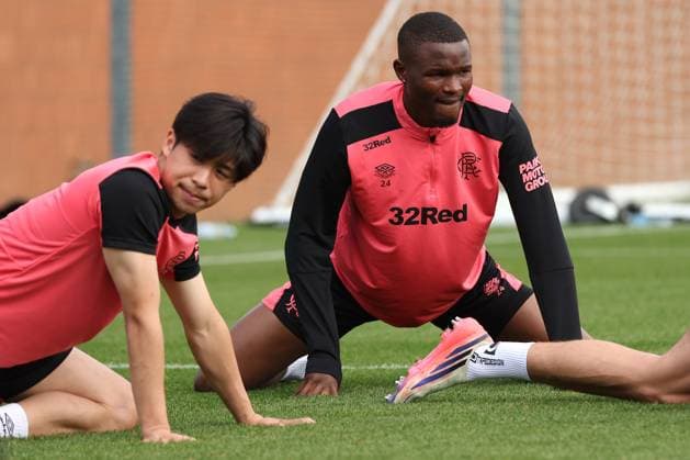 Daisuke Yokota and Olwethu Makhanya training ahead of tomorrow s Europa League qualifying match against Jagiellonia Bialystok. Rangers Training - The Rangers Training Centre, Glasgow, Lanarkshire, Scotland, UK - 12 Aug 2026Glasgow The Rangers Training Centre Lanarkshire United Kingdom  Copyright: xO Rourke RangersxFC Shutterstockx 17066919ap