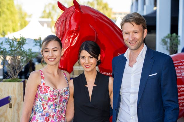 Simon Rolfes mit Ehefrau Jenny und Tochter Media Night während der FEI World Championships Aachen 2026, 11.08.2026 FEI World Championships Aachen 2026, Media Night, 11.08.2026 Aachen *** Simon Rolfes with his wife Jenny and daughter at Media Night during the 2026 FEI World Championships in Aachen, August 11, 2026; 2026 FEI World Championships in Aachen, Media Night, August 11, 2026; Aachen Copyright: xEibner-Pressefoto J.xDerondeaux EP_JDU
