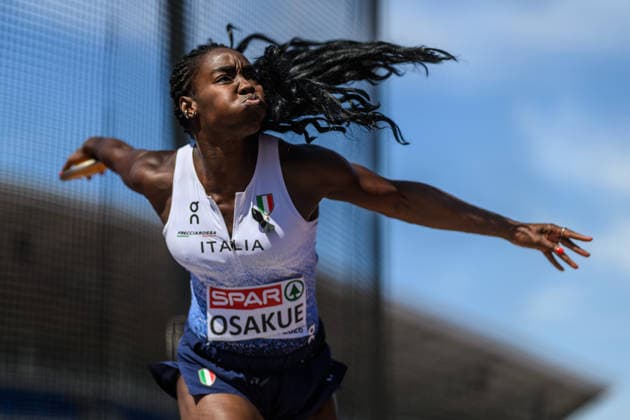 260812 Daisy Osakue of Italy competes in women™s discus throw qualification during day 3 of the 2026 European Athletics Championships on August 12, 2026 in Birmingham. Photo: Mathias Bergeld BILDBYRAN kod MB MT1066 friidrott athletics friidrett friidrotts-em em friidretts-em 2026 european athletics championships 3 bbeng discus throw diskos diskus dam damer women *** August 12, 2026: Daisy Osakue of Italy competes in the women’s discus throw qualifying round during Day 3 of the 2026 European Athletics Championships on August 12, 2026 in Birmingham. Photo by Mathias Bergeld. BILDBYRAN code MB MT1066. track and field athletics friidrett friidrotts em em friidretts em 2026 European Athletics Championships 3 bbeng discus throw diskos diskus women  Copyright: MATHIASxBERGELD BB260812MB038